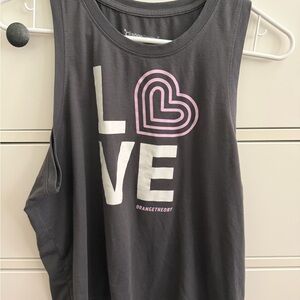 Orangetheory Charcoal Muscle Tee with Pink Heart